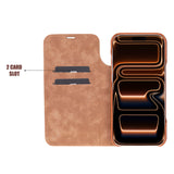 Sonat Leather iPhone 17 Pro Folio Case - Handgemaakt Echt Leren Hoesje met Kaarthouder