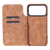 Sonat Leather iPhone 17 Pro Folio Case - Handgemaakt Echt Leren Hoesje met Kaarthouder