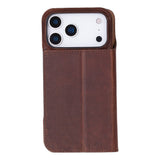 Sonat Leather iPhone 17 Pro Folio Case - Handgemaakt Echt Leren Hoesje met Kaarthouder