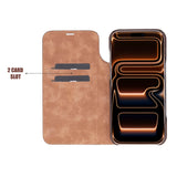 Sonat Leather iPhone 17 Pro Folio Case - Handgemaakt Echt Leren Hoesje met Kaarthouder