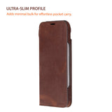 iPhone 17 Air leren Sonat Folio Case Handgemaakt Echt Leren Hoesje met Kaarthouder