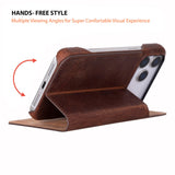 Sonat Leather iPhone 17 Pro Folio Case - Handgemaakt Echt Leren Hoesje met Kaarthouder