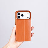 Sonat Leather iPhone 17 Pro Folio Case - Handgemaakt Echt Leren Hoesje met Kaarthouder