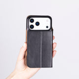Sonat Leather iPhone 17 Pro Folio Case - Handgemaakt Echt Leren Hoesje met Kaarthouder