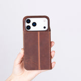 Sonat Leather iPhone 17 Pro Folio Case - Handgemaakt Echt Leren Hoesje met Kaarthouder