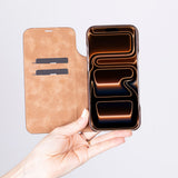 Sonat Leather iPhone 17 Pro Folio Case - Handgemaakt Echt Leren Hoesje met Kaarthouder