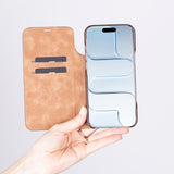iPhone 17 Air leren Sonat Folio Case Handgemaakt Echt Leren Hoesje met Kaarthouder