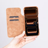 Sonat Leather iPhone 17 Pro Folio Case - Handgemaakt Echt Leren Hoesje met Kaarthouder