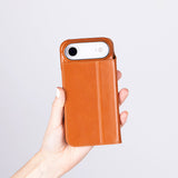 iPhone 17 Air leren Sonat Folio Case Handgemaakt Echt Leren Hoesje met Kaarthouder