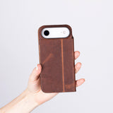iPhone 17 Air leren Sonat Folio Case Handgemaakt Echt Leren Hoesje met Kaarthouder
