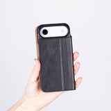 iPhone 17 Air leren Sonat Folio Case Handgemaakt Echt Leren Hoesje met Kaarthouder