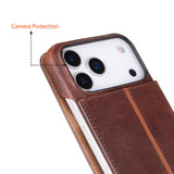Sonat Leather iPhone 17 Pro Folio Case - Handgemaakt Echt Leren Hoesje met Kaarthouder