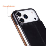 Sonat Leather iPhone 17 Pro Folio Case - Handgemaakt Echt Leren Hoesje met Kaarthouder