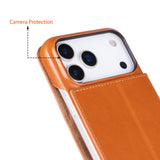 Sonat Leather iPhone 17 Pro Folio Case - Handgemaakt Echt Leren Hoesje met Kaarthouder