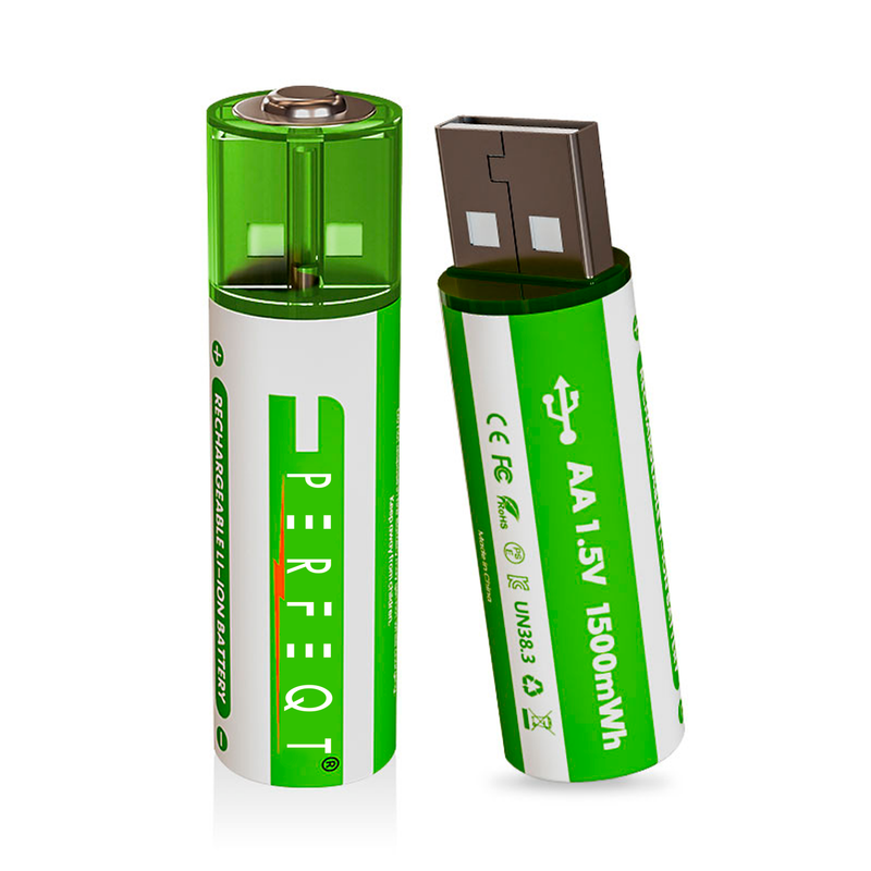 Perfeqt USB oplaadbare AA Batterij direct oplaadbaar via USB (2 stuks)