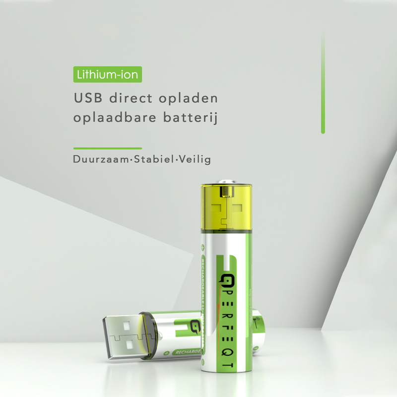 Perfeqt USB oplaadbare AA Batterij direct oplaadbaar via USB (2 stuks)