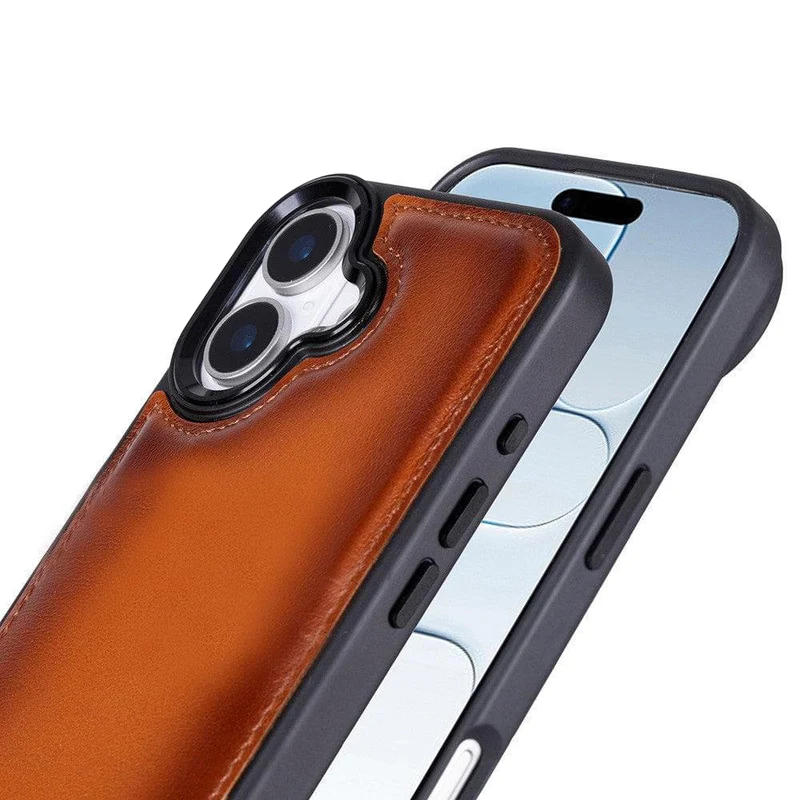 iPhone 17 Uitneembaar leren Bookcase - Burned Cognac