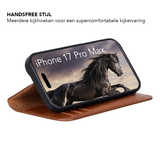 iPhone 17 Pro Max Uitneembaar leren Bookcase - Burned Cognac