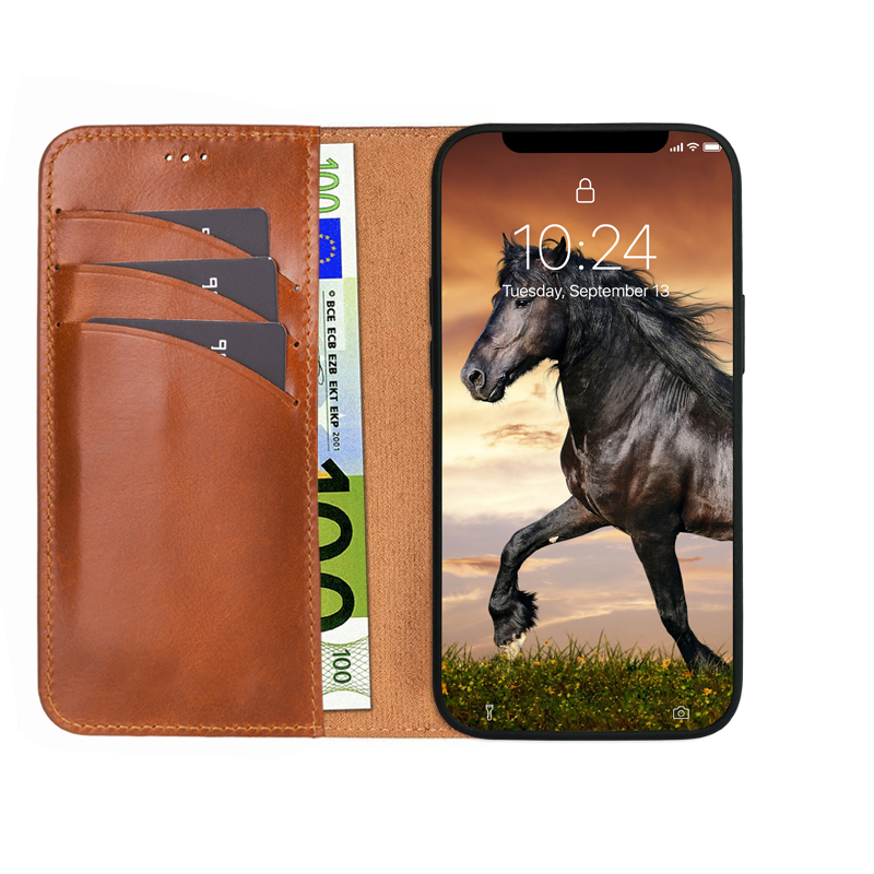 iPhone Air Uitneembaar leren Bookcase - Burned Cognac