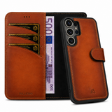 Samsung Galaxy S26 Ultra Uitneembare Lederen BookCase van Echt Leer - MagSafe - RFID - Burned Cognac | Pulledro