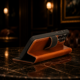 Pulledro geschikt voor Samsung Galaxy S26 Ultra Uitneembare Lederen Bookcase · Echt Leer · Handgemaakt · Standfunctie - Burned Cognac