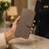 iPhone 17 leren Solid Bookcase - Antic Coffee