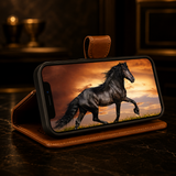 Pulledro iPhone 13 Uitneembare Lederen BookCase van Echt Leer - MagSafe - Burned Cognac