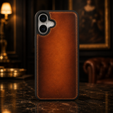 Pulledro iPhone 16 Uitneembare Lederen BookCase van Echt Leer - MagSafe - RFID - Burned Cognac
