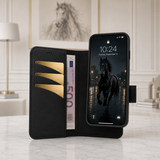 Pulledro iPhone 17 Pro Max Uitneembare Lederen BookCase van Echt Leer - MagSafe - RFID - Rustic Black