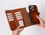 iPhone 16 Pro Uitneembare leren BookCase Hoesje