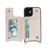 iPhone 12 Mini Leren Wallet Saff Case met Schouderband - Kaarthouder & Suède Voering