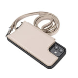 iPhone 12 Mini Leren Wallet Saff Case met Schouderband - Kaarthouder & Suède Voering