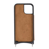 iPhone 12 Mini Leren Wallet Saff Case met Schouderband - Kaarthouder & Suède Voering