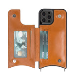 iPhone 12 Mini Leren Wallet Saff Case met Schouderband - Kaarthouder & Suède Voering