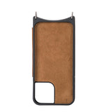 iPhone 12 Mini Leren Wallet Saff Case met Schouderband - Kaarthouder & Suède Voering