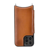 iPhone 12 Mini Leren Wallet Saff Case met Schouderband - Kaarthouder & Suède Voering
