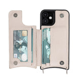 iPhone 12 Mini Leren Wallet Saff Case met Schouderband - Kaarthouder & Suède Voering
