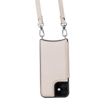 iPhone 12 Mini Leren Wallet Saff Case met Schouderband - Kaarthouder & Suède Voering