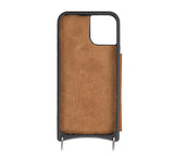 iPhone 12 Mini Leren Wallet Saff Case met Schouderband - Kaarthouder & Suède Voering