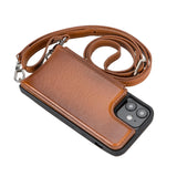 iPhone 12 Mini Leren Wallet Saff Case met Schouderband - Kaarthouder & Suède Voering