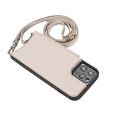 iPhone 12 Mini Leren Wallet Saff Case met Schouderband - Kaarthouder & Suède Voering