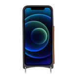 iPhone 12 Mini Leren Wallet Saff Case met Schouderband - Kaarthouder & Suède Voering