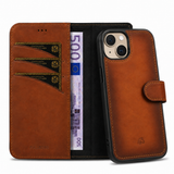 Pulledro iPhone 13 Uitneembare Lederen BookCase van Echt Leer - MagSafe - Burned Cognac