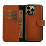 Pulledro iPhone 16 Pro Max Uitneembare lederen BookCase (Magsafe compatibel) - Burned Cognac