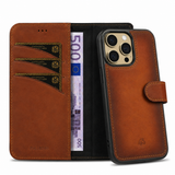 Pulledro iPhone 16 Pro Max Uitneembare Lederen BookCase van Echt Leer - MagSafe - RFID - Burned Cognac