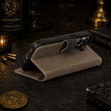 iPhone 17 leren Solid Bookcase - Antic Coffee