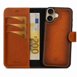 Pulledro iPhone 17 Uitneembaar leren Bookcase - Burned Cognac