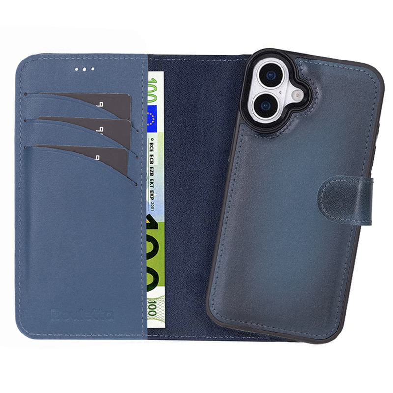 iPhone 17 Uitneembaar leren Bookcase - Midnight Blue