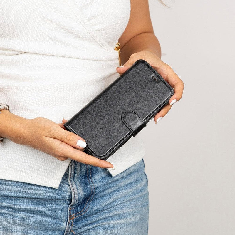 iPhone 17 Uitneembaar leren Bookcase - Rustic Black