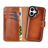 iPhone 17 Uitneembaar leren Bookcase - Burned Cognac